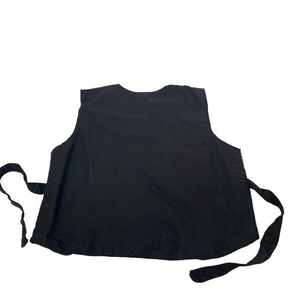 EFFECI Vintage Vest Embroidered Cotton Boho Fish Flowers Black Burgundy - Picture 11 of 11